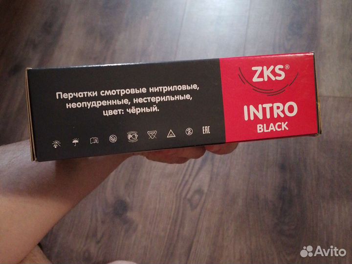 Перчатки нитриловые чёрные Zks Intro black