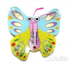 Термометр оконный на присосках бабочка желтая