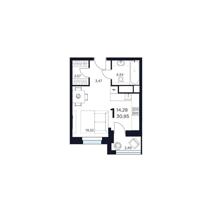 1-к. квартира, 31 м², 9/15 эт.