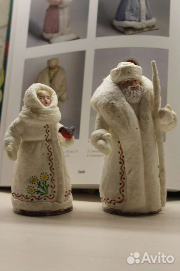 Ватные ёлочные игрушки Дед Мороз и Снегурочка