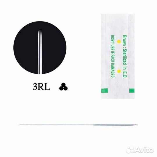 Игла 3RL 0,35x50мм для татуажа -50шт. в упаковке