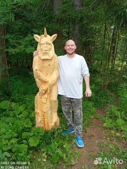 Фигуры скульптуры садовые из дерева