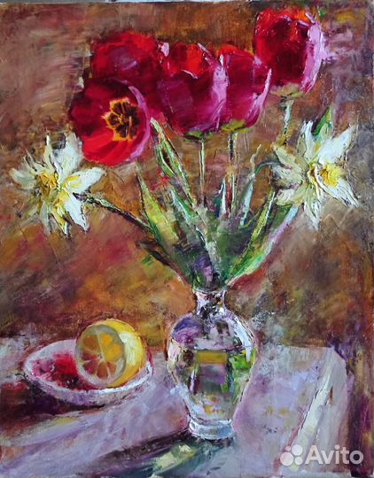 Картина маслом на холсте цветы