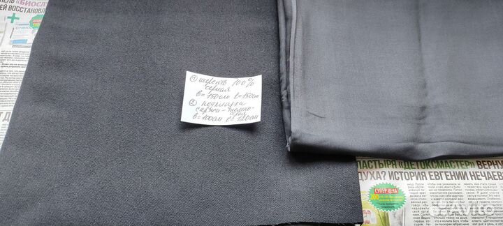 Отрезы черной ткани шерсть 150х150