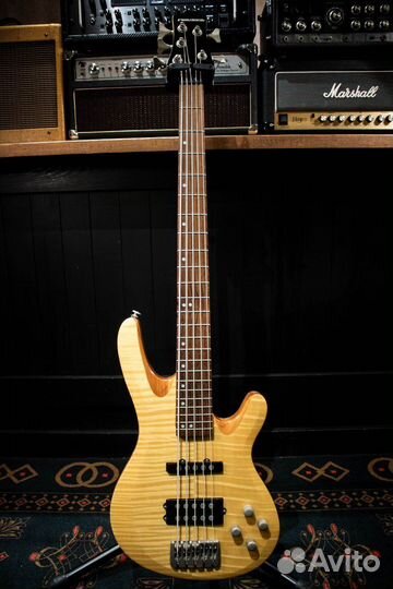 Playtech 5 струнная бас гитара flametop