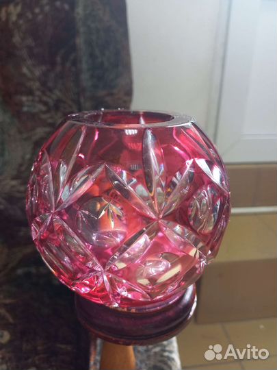 Ваза винтажная Шар цветной хрусталь Германия