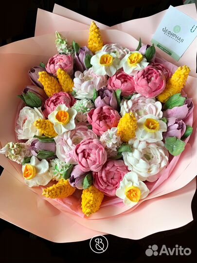 Зефирные цветы, Зефир, Букет из зефира, Цветы