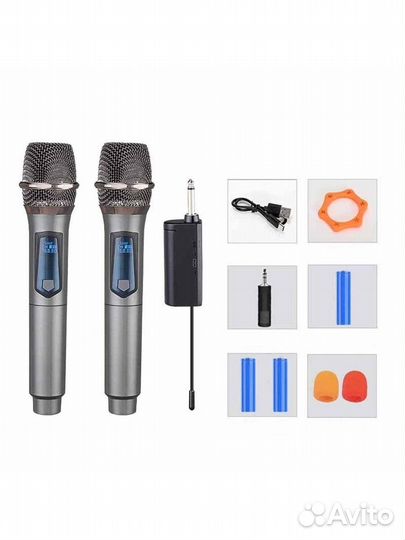Беспроводной многоканальный микрофон караоке 2 шт