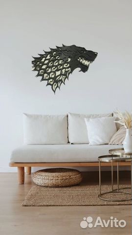 Панно из дерева волк игра престолов