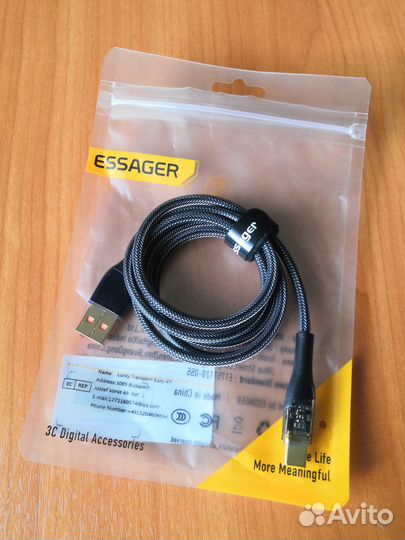 Кабель Essager 7A USB Type-C, 100 Вт, 1 m