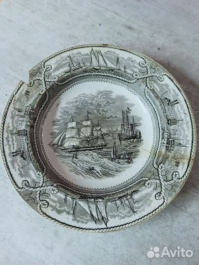 Тарелка фарфор корабль парусник. American Marine