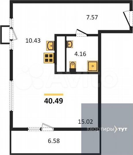 Квартира-студия, 40,5 м², 13/17 эт.