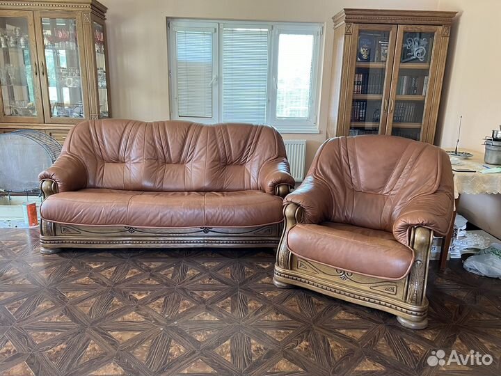 Диван кресло Верди люкс Массив дуба Кожа