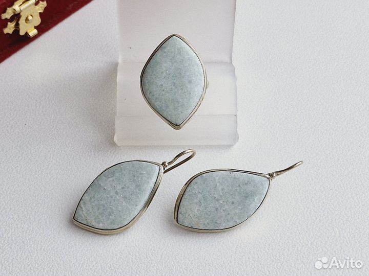 Серьги и Кольцо Амазонит Винтаж