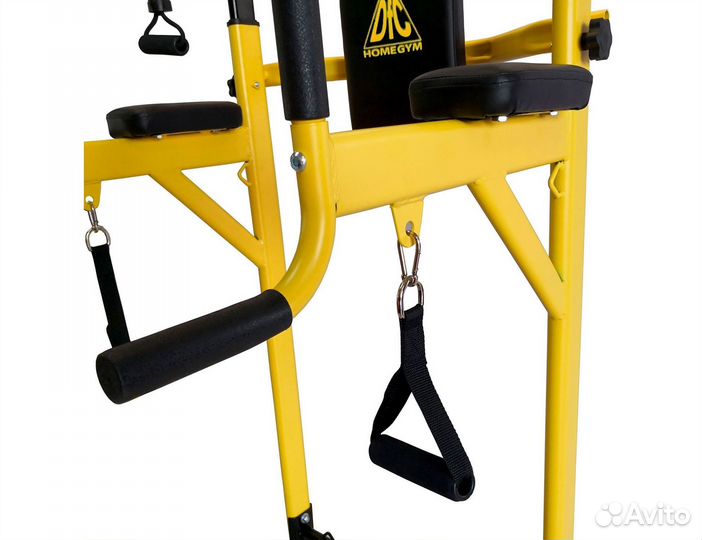 Стойка турник брусья с эспандерами желтая новая