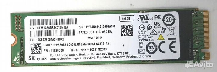 Ssd диск m2sata nvme 128 Hynix