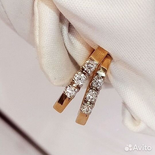 Серьги с природным камнем Золото