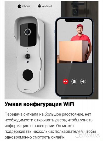 Беспроводной видеозвонок с Wi-Fi (комплект)