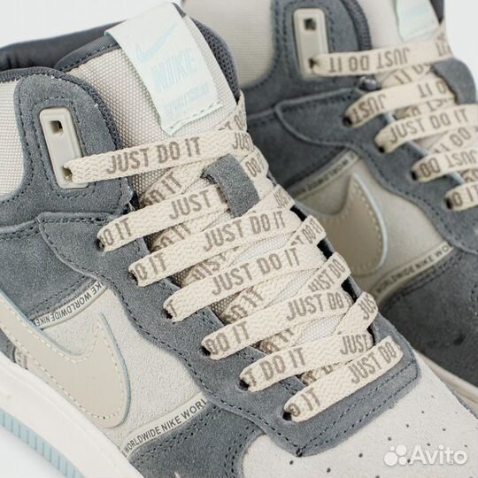 Кроссовки Nike Air Force 1 Mid Grey / White Blue F