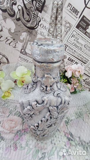 Бутылка ручной работы,лепнина под старину