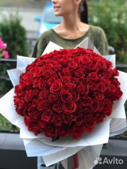 101 роза 40 см. Цветы. Доставка