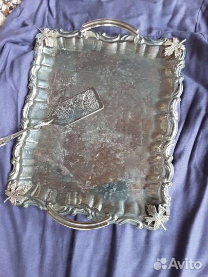 Поднос металлический СССР с лопаткой