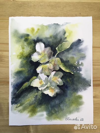 Акварель, картина акварелью,пейзаж,цветы,живопись