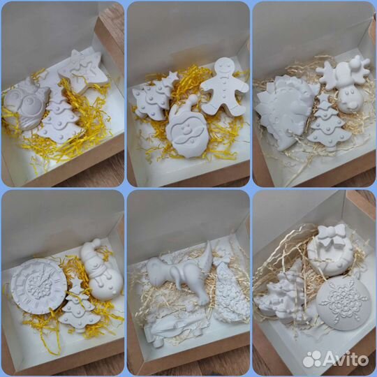 Фигурки из гипса новогодний подарок, декор