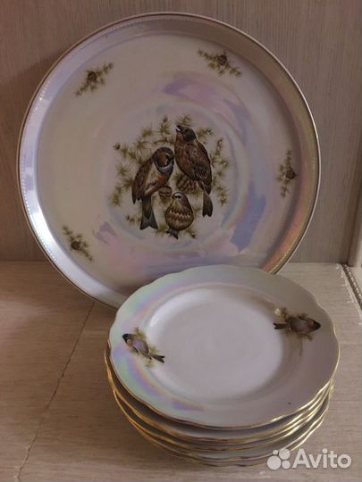 Блюдо для торта +тарелки Коростенский фарф.завод