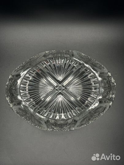 Хрустальная ваза салатник Колокольчики Фуксия