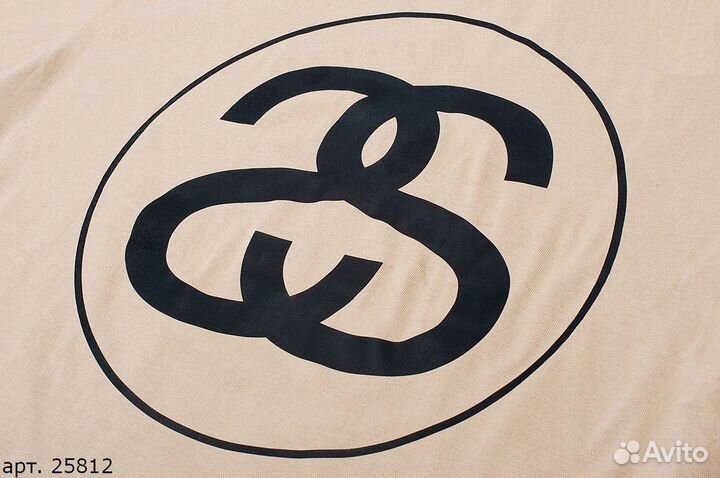 Футболка Stussy big front logo Бежевая