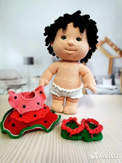 Вязаная кукла с одеждой,интерьерная кукла,игрушка