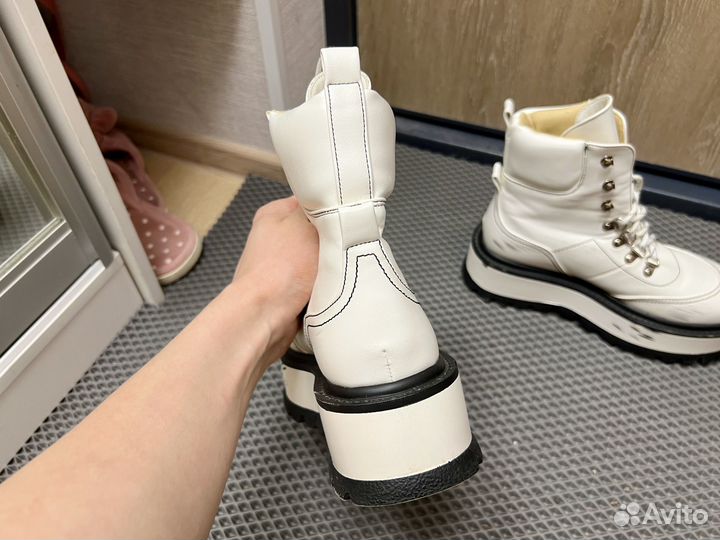 Белые женские ботинки, эко-кожа, из США