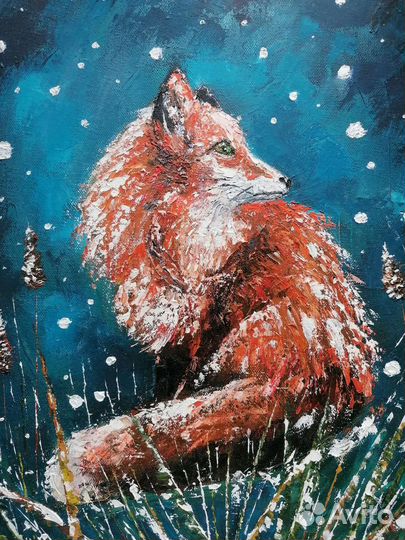 Картина маслом на холсте лиса