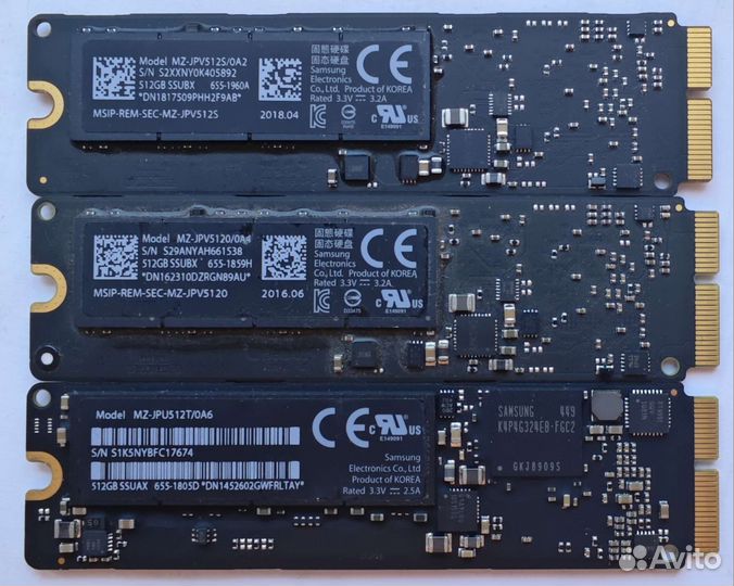 Apple SSD 256-512Gb, M.2 SATA NVMe, Sodimm 2Gb