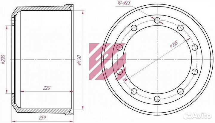 Тормозной барабан бпв 420х200