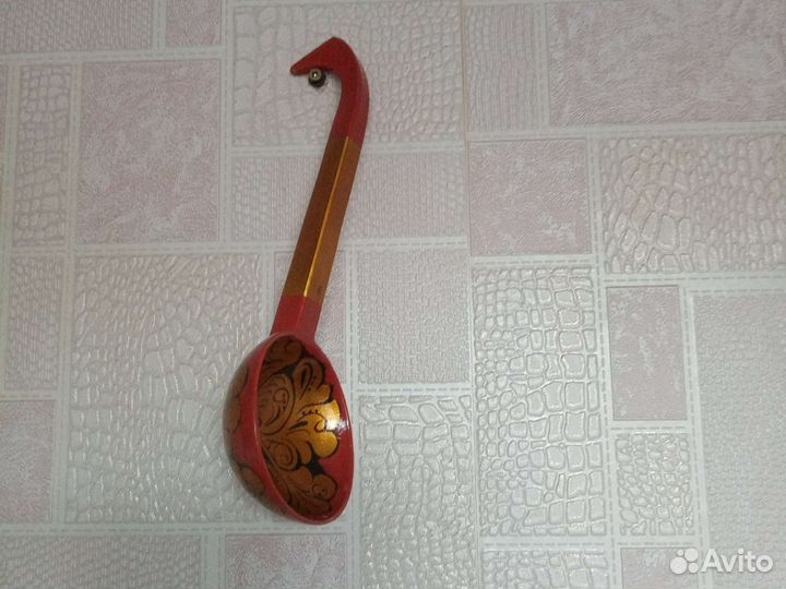 Ложка-поварешка деревянная расписная и 2 ложки