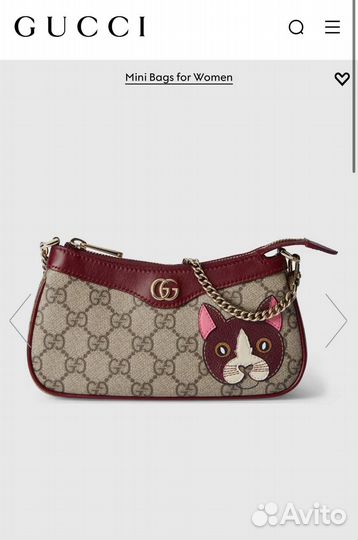 Gucci сумка mini GG cat detail