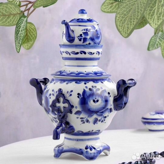 Сувенир 'Самовар', 23 см, гжель