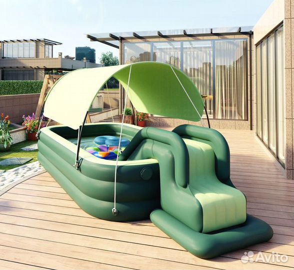 Детский надувной бассейн с горкой