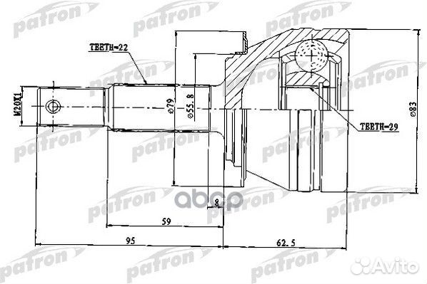 ШРУС наружный 22x52x29 daewoo: nexia 95-97, nexia