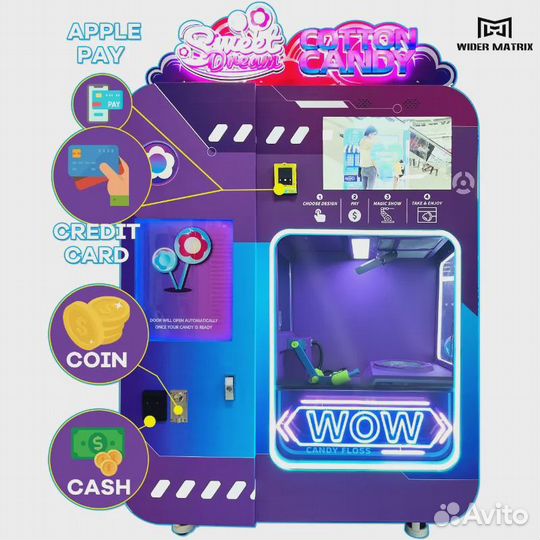 Вендинговый аппарат фигурной сладкой ваты