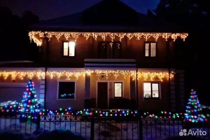 Украшение дома гирляндой