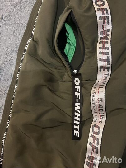 Куртка Off White унисекс M парка зимняя оливковая