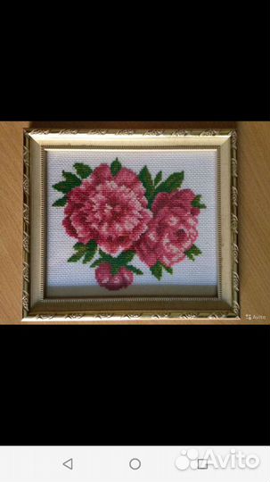 Картины вышивки подарок гибискусы пионы лилии дом