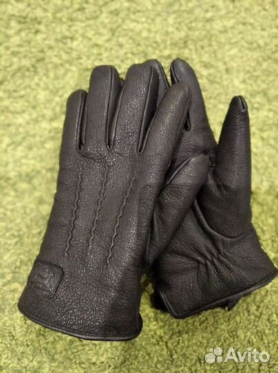 Мужские кожаные перчатки зимние новые