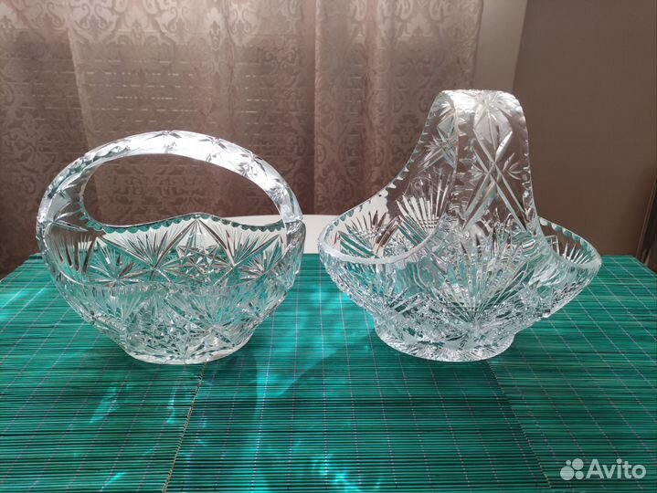 Ваза корзина хрустальЧехия