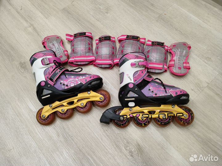 Роликовые коньки раздвижные с защитой