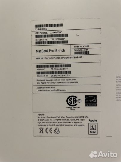 Apple MacBook Pro 16 M1 Max 64Gb 1Tb