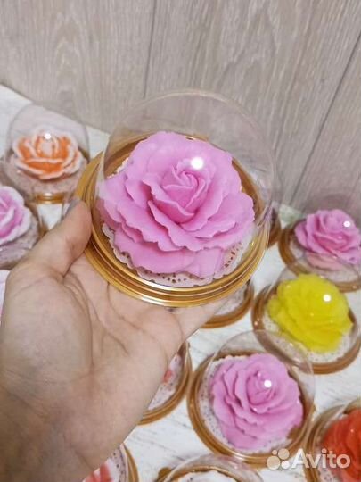 Мыло ручной работы - роза в куполе на 8 Марта